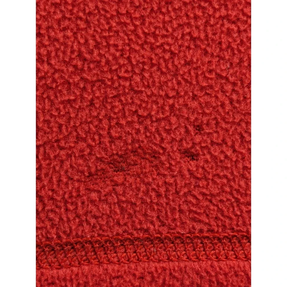 The North Face Mens Large Red Quarter Zip Fleece Pullover Grey Chest Pocket L